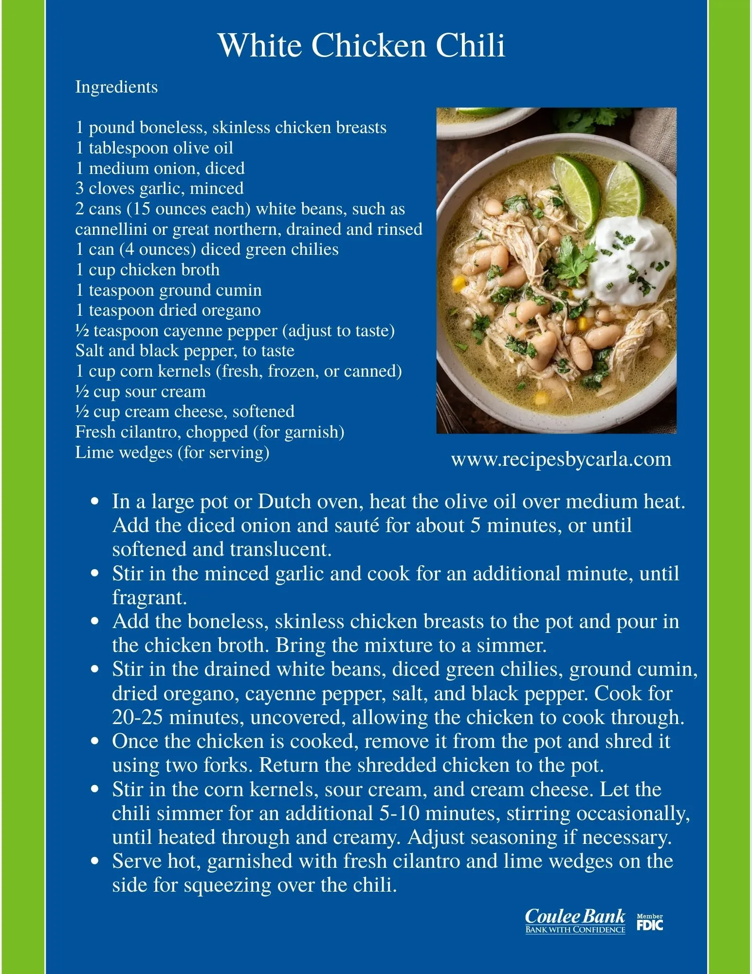 Recipe for White Chicken Chili