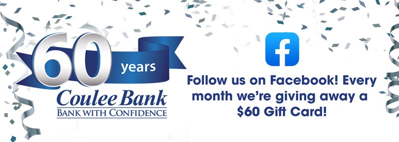 Follow us on Facebook! Every month we're giving away a $60 gift card!